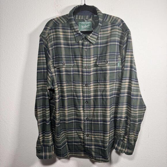 Woolrich‎ Shirt Jacket Mens XXL Green Plaid Heavy Flannel Shacket Outdoors - Picture 1 of 9